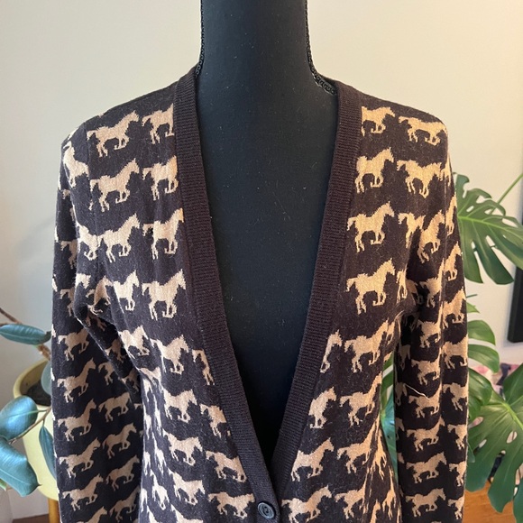 H&M Brown Horse Print Cardigan Sz M - Picture 6 of 13